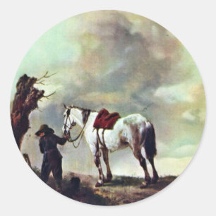 Gray., von Philips Wouwerman (Best Quality) Runder Aufkleber