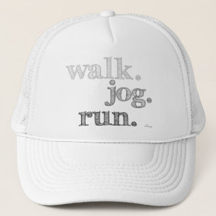 GRAY WALK JOG RUN (Schriftart GELADEN) Truckerkappe