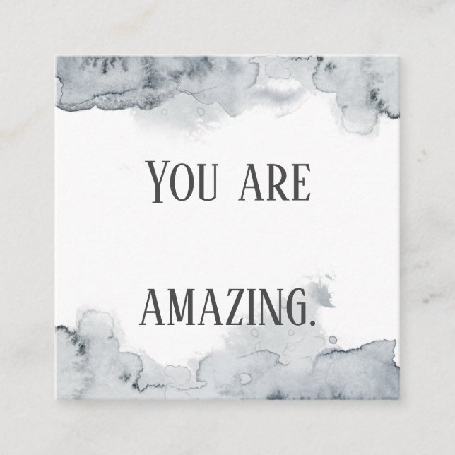 Gray Watercolor Affirmation Cards Quadratische Visitenkarte (Vorderseite)