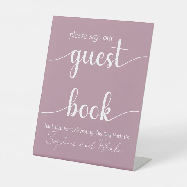Gray Wedding Guest Book Pedestal Sign Sockelschild (Vorderseite)