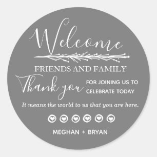 Gray Wedding Vielen Dank Freunde & Familie Runder Aufkleber