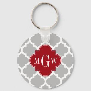 Gray Welch marokkanische #5 Cranberry 3 Initial Mo Schlüsselanhänger