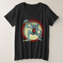 Gray Werewolf Blood Red Full Moon Halloween Große Größe T-Shirt