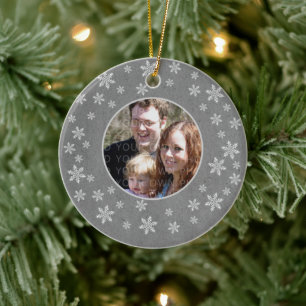 Gray Whimsical Snowflakes Foto Ornament