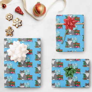 Gray White Christmas Kitten Geschenkpapier Set