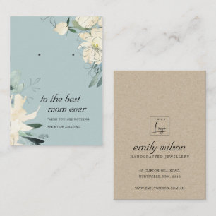GRAY WHITE FLORAL MAMA GIFT EARRING DISPLAY CARD PLATZKARTE