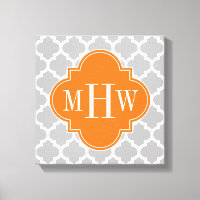 Gray White Marokcan #5 Pumpkin 3 Initial Monogram