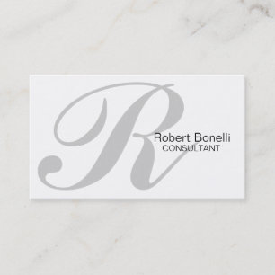 Gray White Monogram Stylish Business Card Visitenkarte