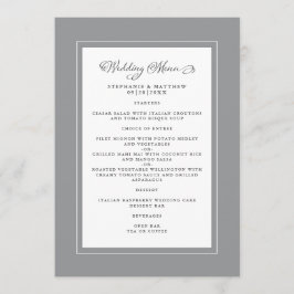 Gray & White Wedding Moderne schicke Grenzen Menükarte