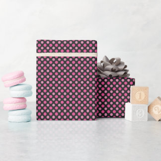 gray with pink dots geschenkpapier