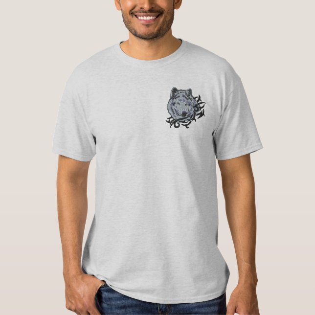 Gray Wolf Besticktes T-Shirt (Vorderseite)