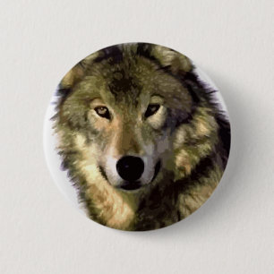 Gray Wolf Button