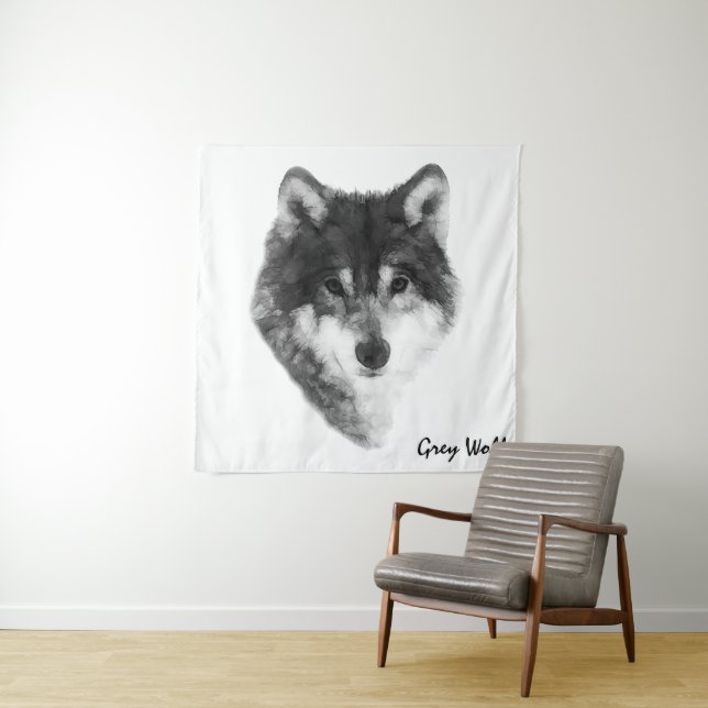 Gray Wolf Charming Wandteppich (Beispiel)