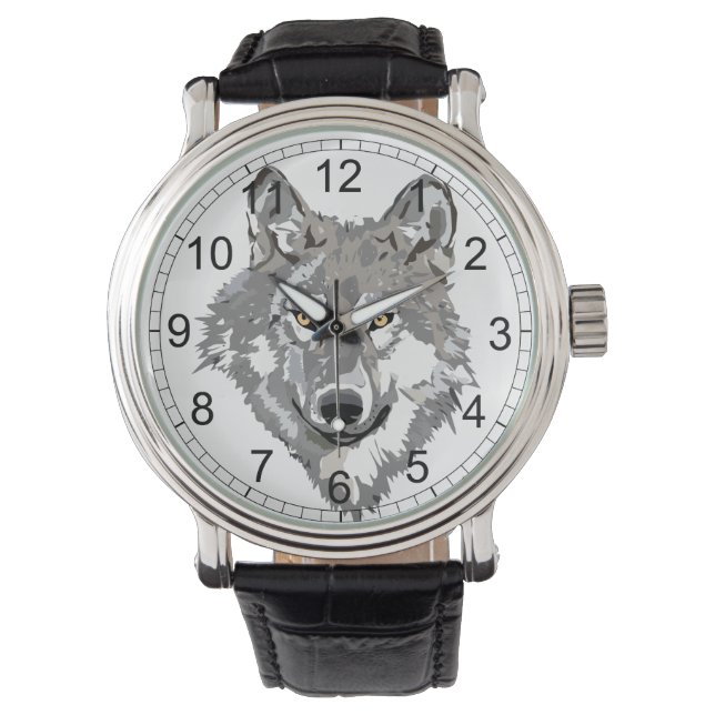 Gray Wolf Design Armbanduhr (Vorderseite)