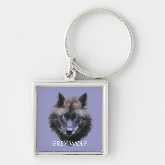GRAY WOLF Design Wildlife Art Schlüsselanhänger (Vorne)