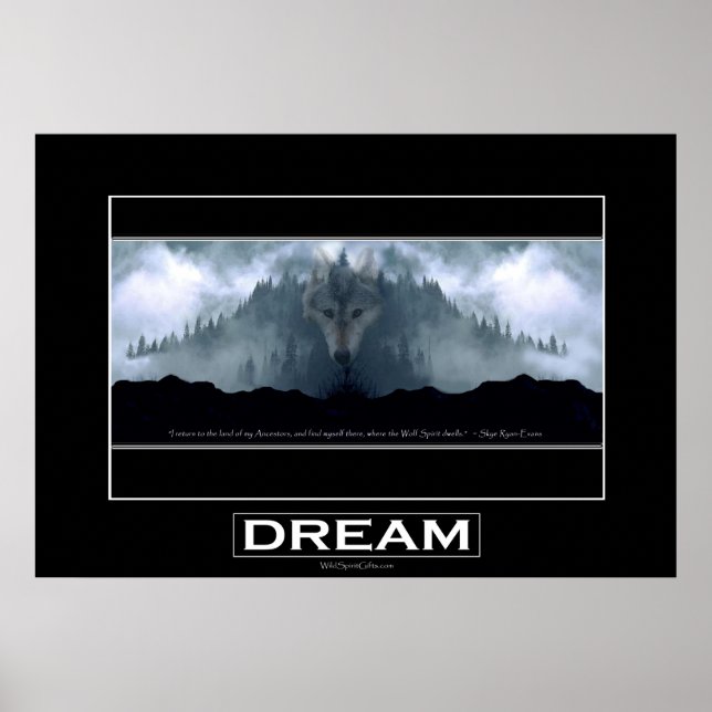 Gray Wolf DREAM Motivierend Art Poster (Vorne)