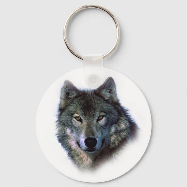 Gray Wolf Eyes Schlüsselanhänger (Vorderseite)