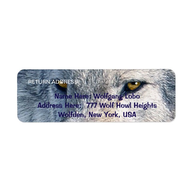GRAY WOLF EYES Wildlife Rücksendeadressen-Aufklebe (Vorne)