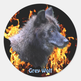 GRAY WOLF & FOREST FIRE Wildlife Supporter Runder Aufkleber