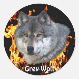 GRAY WOLF & FOREST FIRE Wildlife Supporter Runder Aufkleber