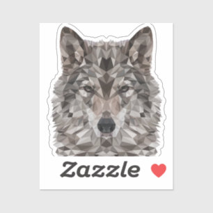 Gray Wolf Geometric Portrait Aufkleber