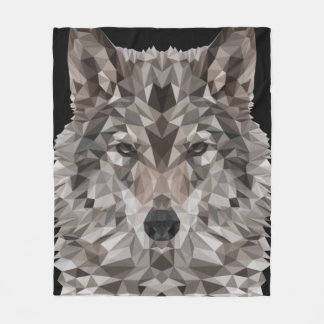 Gray Wolf Geometric Portrait Fleecedecke