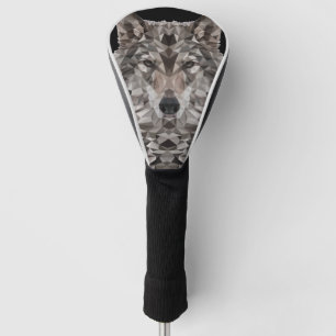Gray Wolf Geometric Portrait Golf Headcover