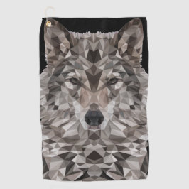 Gray Wolf Geometric Portrait Golfhandtuch