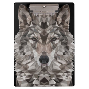 Gray Wolf Geometric Portrait Klemmbrett