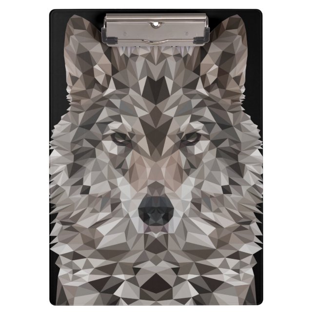Gray Wolf Geometric Portrait Klemmbrett (Vorderseite)