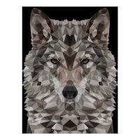 Gray Wolf Geometric Portrait Poster