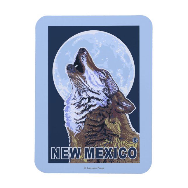 Gray Wolf HowlingNew Mexico Magnet (Vertikal)