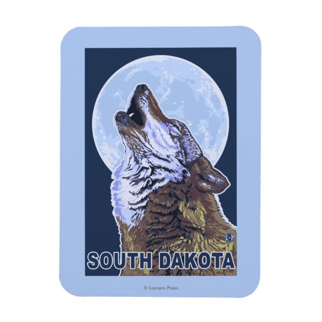 Gray Wolf HowlingSouth Dakota Magnet (Vertikal)