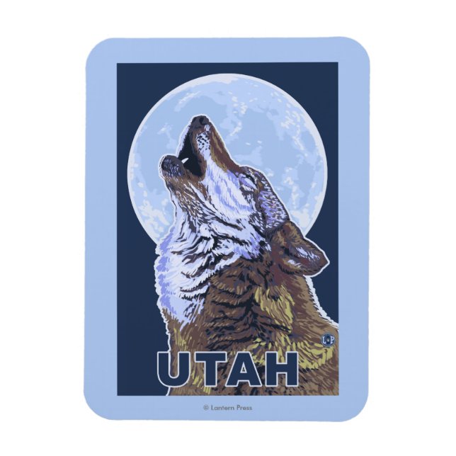 Gray Wolf HowlingUtah Magnet (Vertikal)
