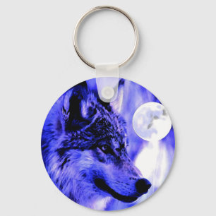 Gray Wolf & Moon Schlüsselanhänger