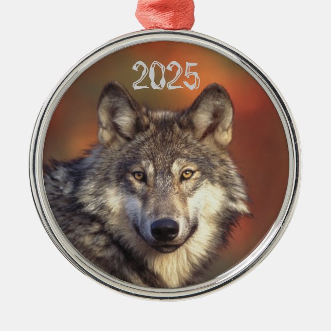 Gray Wolf Ornament Aus Metall (Vorne)
