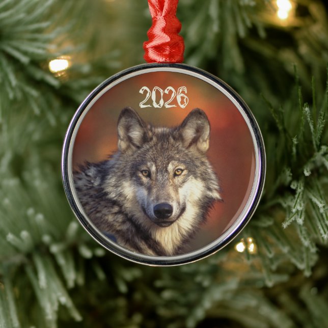 Gray Wolf Ornament Aus Metall (Baum)