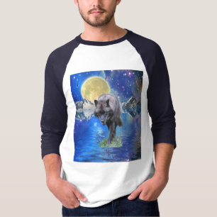GRAY WOLF & OUTER SPACE Fantasy Wildlife T-Shirt