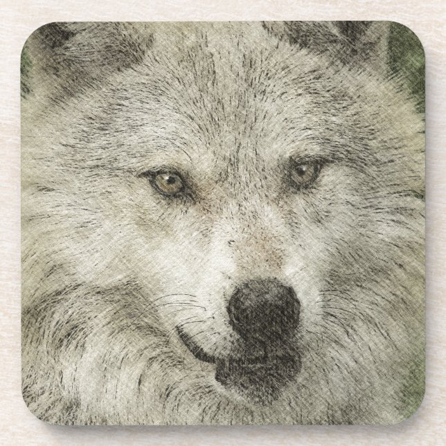Gray Wolf Pencil Sketch Wildlife Art Geschenk Getränkeuntersetzer (Vorderseite)