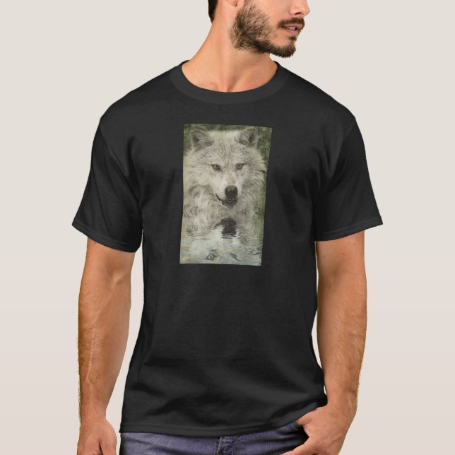 Gray Wolf Pencil Sketch Wildlife Art Geschenk T-Shirt (Vorderseite)
