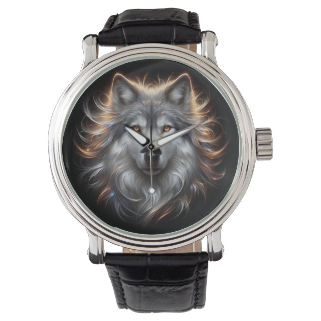 Gray Wolf Portrait eWatch Watch Armbanduhr (Vorderseite)
