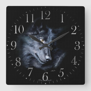 Gray Wolf Portrait Wildlife-Supporter Art Clock Quadratische Wanduhr