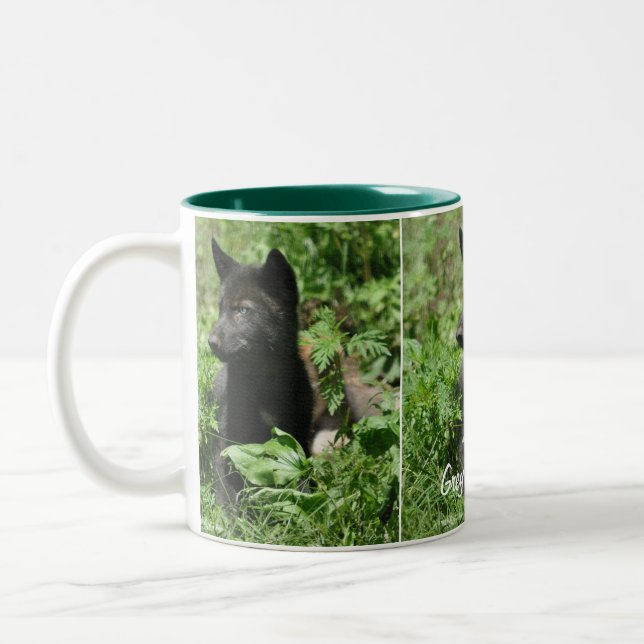Gray Wolf Pup Wildlife Fotografy Tasse (Links)