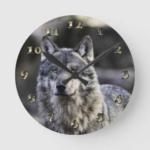 Gray Wolf Runde Wanduhr