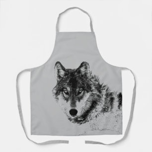 Gray Wolf Sketch Artwork Schürze