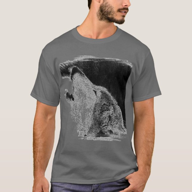 Gray Wolf Sketch Artwork T-Shirt (Vorderseite)