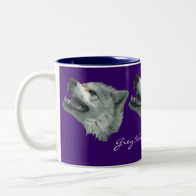 GRAY WOLF SOUTIEN À LA Mug Cadeau Faune (Gauche)