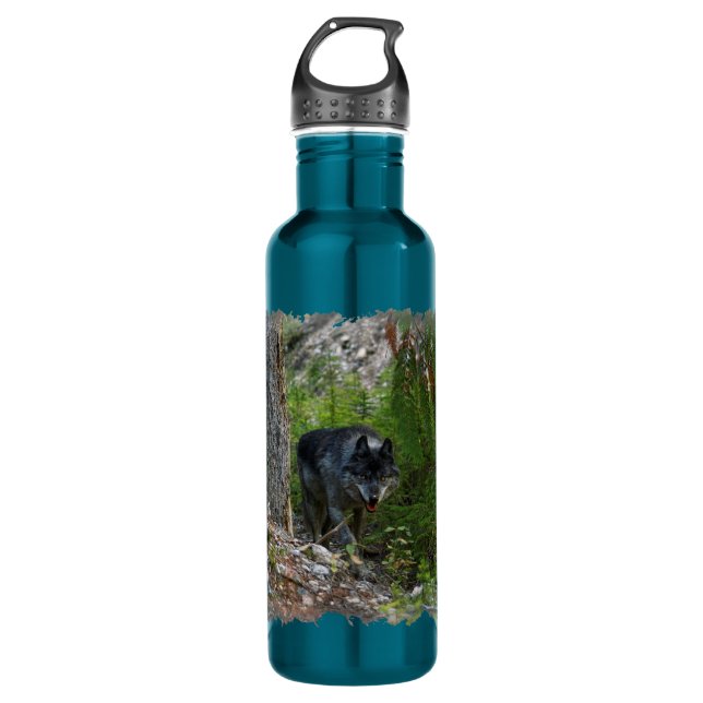 Gray Wolf Stalking im Foto der Waldwild Trinkflasche (Vorderseite)