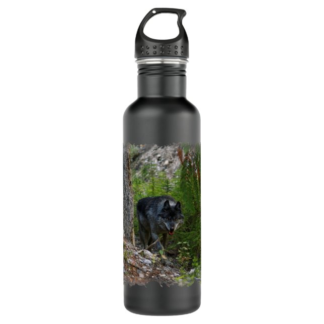 Gray Wolf Stalking im Foto der Waldwild Trinkflasche (Vorderseite)