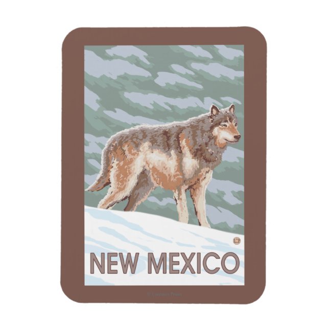 Gray Wolf StandingNew Mexico Magnet (Vertikal)